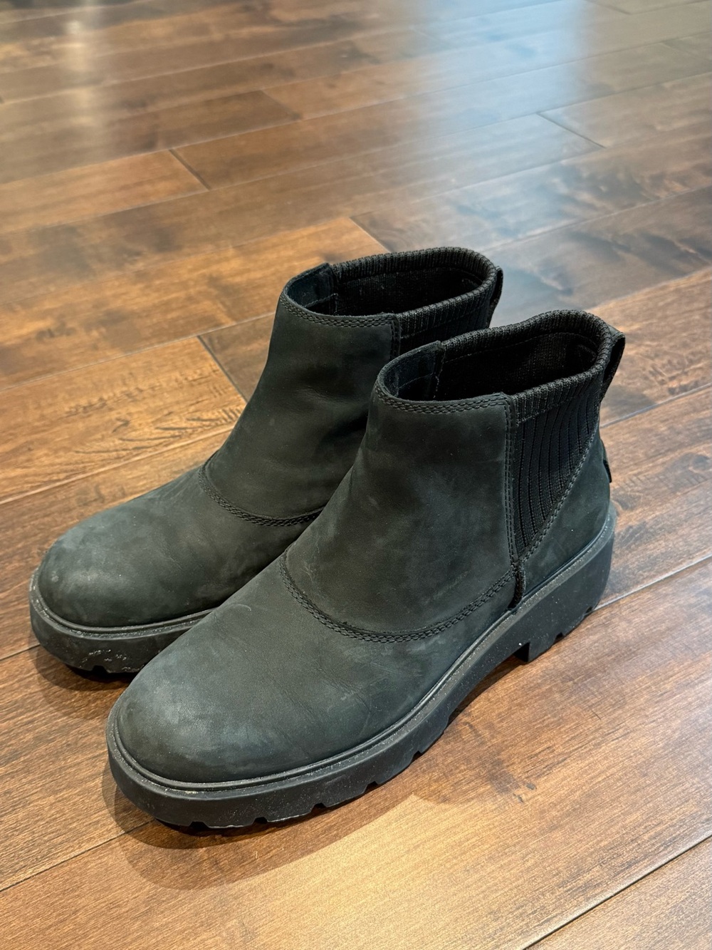 UGG Black Nubuck Chelsea Heeled Boots